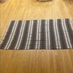 Striped Woven Blanket with Fringe